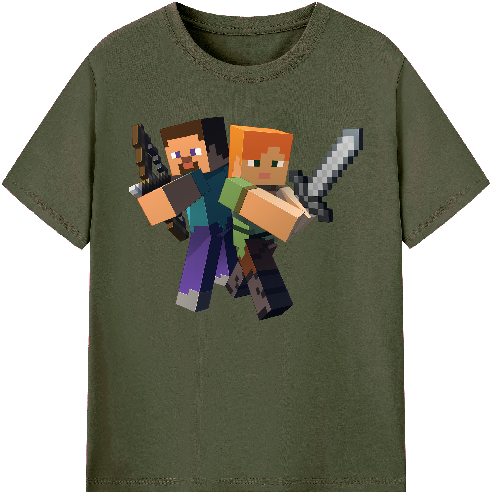 （画像用） マインクラフト ブロックの世界 Minecraft MC Block world 綿100％ メンズ半袖Tシャツ｜肌触りやわらか＆通気性